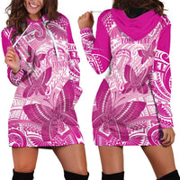 Personalised Polynesia Breast Cancer Awareness Hoodie Dress Think Pink Ribbon Polynesian Butterflies