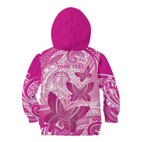Personalised Polynesia Breast Cancer Awareness Kid Hoodie Think Pink Ribbon Polynesian Butterflies