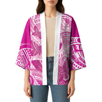 Personalised Polynesia Breast Cancer Awareness Kimono Think Pink Ribbon Polynesian Butterflies