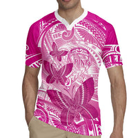 Personalised Polynesia Breast Cancer Awareness Rugby Jersey Think Pink Ribbon Polynesian Butterflies