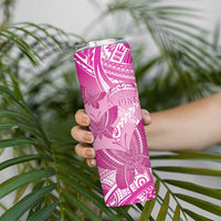 Personalised Polynesia Breast Cancer Awareness Skinny Tumbler Think Pink Ribbon Polynesian Butterflies LT14 - Polynesian Pride