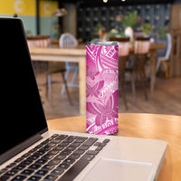 Personalised Polynesia Breast Cancer Awareness Skinny Tumbler Think Pink Ribbon Polynesian Butterflies LT14 - Polynesian Pride