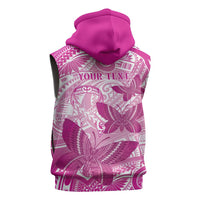 Personalised Polynesia Breast Cancer Awareness Sleeveless Hoodie Think Pink Ribbon Polynesian Butterflies