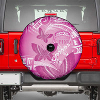 Polynesia Breast Cancer Awareness Spare Tire Cover Think Pink Ribbon Polynesian Butterflies