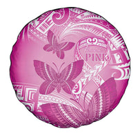 Polynesia Breast Cancer Awareness Spare Tire Cover Think Pink Ribbon Polynesian Butterflies