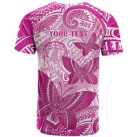 Personalised Polynesia Breast Cancer Awareness T Shirt Think Pink Ribbon Polynesian Butterflies