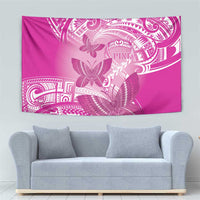 Polynesia Breast Cancer Awareness Tapestry Think Pink Ribbon Polynesian Butterflies
