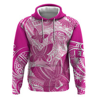 Personalised Polynesia Breast Cancer Awareness Zip Hoodie Think Pink Ribbon Polynesian Butterflies