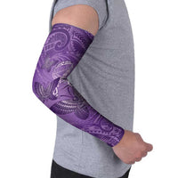 Personalised Polynesia Lupus Awareness Month Arm Sleeves Warrior Purple Ribbon Polynesian Butterflies
