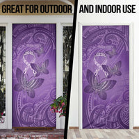Personalised Polynesia Lupus Awareness Month Door Cover Warrior Purple Ribbon Polynesian Butterflies