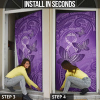 Personalised Polynesia Lupus Awareness Month Door Cover Warrior Purple Ribbon Polynesian Butterflies