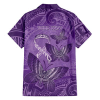 Personalised Polynesia Lupus Awareness Month Family Matching Off Shoulder Maxi Dress and Hawaiian Shirt Warrior Purple Ribbon Polynesian Butterflies LT14 - Polynesian Pride