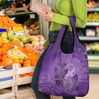 Polynesia Lupus Awareness Month Grocery Bag Warrior Purple Ribbon Polynesian Butterflies