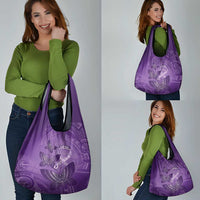 Polynesia Lupus Awareness Month Grocery Bag Warrior Purple Ribbon Polynesian Butterflies
