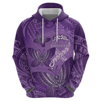 Personalised Polynesia Lupus Awareness Month Hoodie Warrior Purple Ribbon Polynesian Butterflies