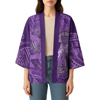 Personalised Polynesia Lupus Awareness Month Kimono Warrior Purple Ribbon Polynesian Butterflies