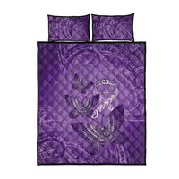 Polynesia Lupus Awareness Month Quilt Bed Set Warrior Purple Ribbon Polynesian Butterflies