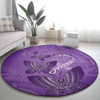 Polynesia Lupus Awareness Month Round Carpet Warrior Purple Ribbon Polynesian Butterflies