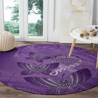 Polynesia Lupus Awareness Month Round Carpet Warrior Purple Ribbon Polynesian Butterflies