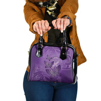 Polynesia Lupus Awareness Month Shoulder Handbag Warrior Purple Ribbon Polynesian Butterflies