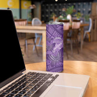 Personalised Polynesia Lupus Awareness Month Skinny Tumbler Warrior Purple Ribbon Polynesian Butterflies