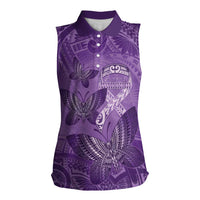 Personalised Polynesia Lupus Awareness Month Women Sleeveless Polo Shirt Warrior Purple Ribbon Polynesian Butterflies