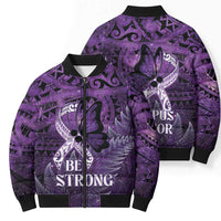 Lupus Awareness Month New Zealand Bomber Puffer Jacket Be Strong Warrior Maori Silver Fern