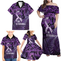 Lupus Awareness Month New Zealand Family Matching Off Shoulder Maxi Dress and Hawaiian Shirt Be Strong Warrior Maori Silver Fern LT14 - Polynesian Pride