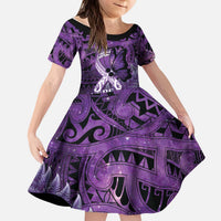 Lupus Awareness Month New Zealand Kid Short Sleeve Dress Be Strong Warrior Maori Silver Fern