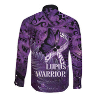 Lupus Awareness Month New Zealand Long Sleeve Button Shirt Be Strong Warrior Maori Silver Fern