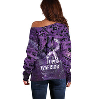 Lupus Awareness Month New Zealand Off Shoulder Sweater Be Strong Warrior Maori Silver Fern