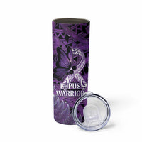 Lupus Awareness Month New Zealand Skinny Tumbler Be Strong Warrior Maori Silver Fern LT14 - Polynesian Pride