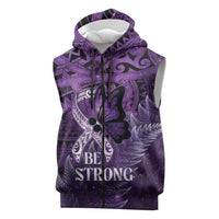 Lupus Awareness Month New Zealand Sleeveless Zip Hoodie Be Strong Warrior Maori Silver Fern