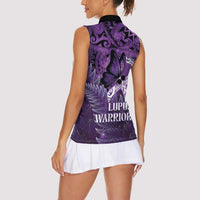 Lupus Awareness Month New Zealand Women Sleeveless Polo Shirt Be Strong Warrior Maori Silver Fern LT14 - Polynesian Pride