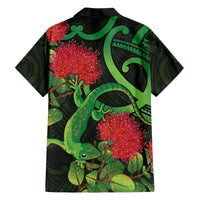 New Zealand Gecko Family Matching Tank Maxi Dress and Hawaiian Shirt Aotearoa Maori With Pohutukawa Flowers