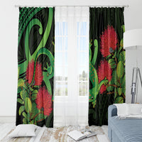 New Zealand Gecko Window Curtain Aotearoa Maori With Pohutukawa Flowers