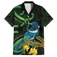 New Zealand Tui Bird Hawaiian Shirt Aotearoa Maori With Kowhai Flowers LT14 Black - Polynesian Pride