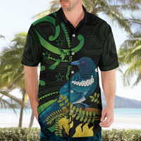 New Zealand Tui Bird Hawaiian Shirt Aotearoa Maori With Kowhai Flowers LT14 - Polynesian Pride