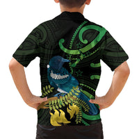 New Zealand Tui Bird Hawaiian Shirt Aotearoa Maori With Kowhai Flowers LT14 - Polynesian Pride