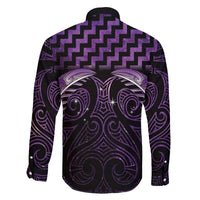 Purple Matariki New Zealand Family Matching Off The Shoulder Long Sleeve Dress and Hawaiian Shirt Maori Poutama Galaxy Vibes LT14 - Polynesian Pride