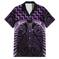 Purple Matariki New Zealand Family Matching Short Sleeve Bodycon Dress and Hawaiian Shirt Maori Poutama Galaxy Vibes LT14 Dad's Shirt - Short Sleeve Purple - Polynesian Pride