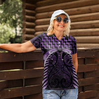 Purple Matariki New Zealand Women Polo Shirt Maori Poutama Galaxy Vibes LT14 - Polynesian Pride