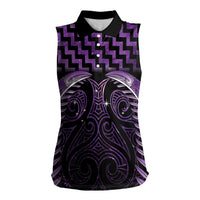 Purple Matariki New Zealand Women Sleeveless Polo Shirt Maori Poutama Galaxy Vibes LT14 Female Purple - Polynesian Pride