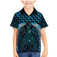 Blue Matariki New Zealand Family Matching Mermaid Dress and Hawaiian Shirt Maori Poutama Galaxy Vibes LT14 Son's Shirt Blue - Polynesian Pride