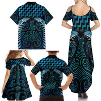 Blue Matariki New Zealand Family Matching Summer Maxi Dress and Hawaiian Shirt Maori Poutama Galaxy Vibes LT14 - Polynesian Pride