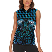 Blue Matariki New Zealand Women Sleeveless Polo Shirt Maori Poutama Galaxy Vibes LT14 - Polynesian Pride