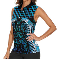 Blue Matariki New Zealand Women Sleeveless Polo Shirt Maori Poutama Galaxy Vibes LT14 - Polynesian Pride