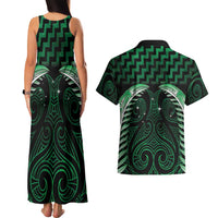 Green Matariki New Zealand Couples Matching Tank Maxi Dress and Hawaiian Shirt Maori Poutama Galaxy Vibes LT14 - Polynesian Pride