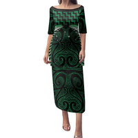 Green Matariki New Zealand Family Matching Puletasi and Hawaiian Shirt Maori Poutama Galaxy Vibes LT14 Mom's Dress Green - Polynesian Pride