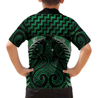Green Matariki New Zealand Family Matching Summer Maxi Dress and Hawaiian Shirt Maori Poutama Galaxy Vibes LT14 - Polynesian Pride